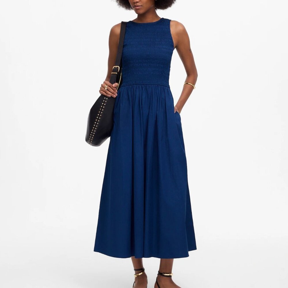 Madewell Navy Blue Sleeveless Midi Dress